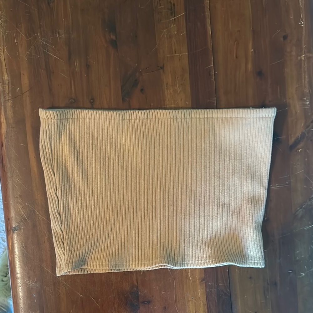Tan Ribbed Women's Tube Top